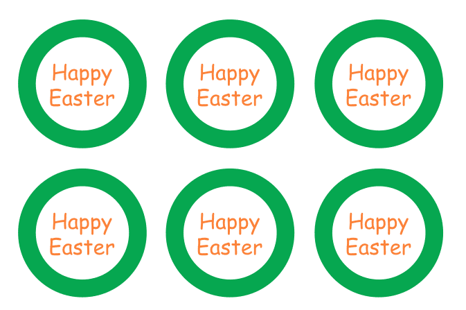 Free Printable Easter Tags - Happy Easter in Orange Surrounded by Green Circle