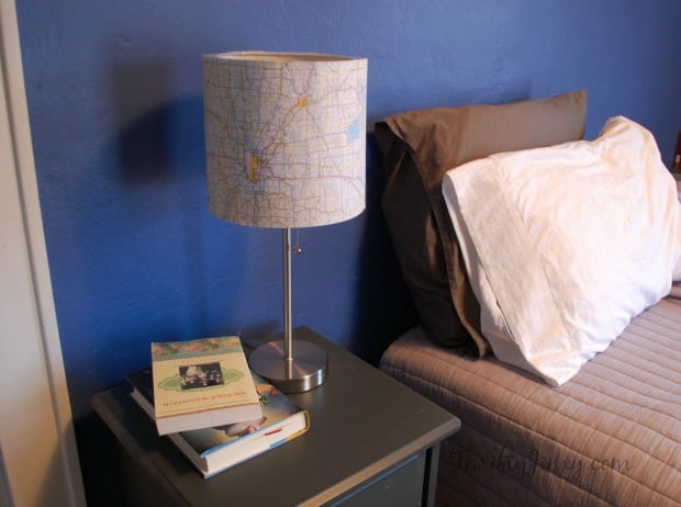 DIY Map Lamp Makeover Bedroom