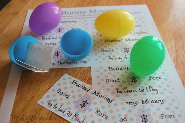 Printable Easter Bunny Money and plastic Easter eggs
