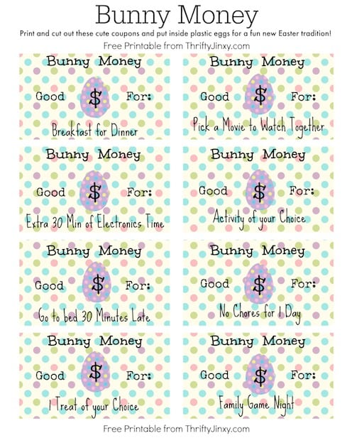 Easter Bunny Money Printable