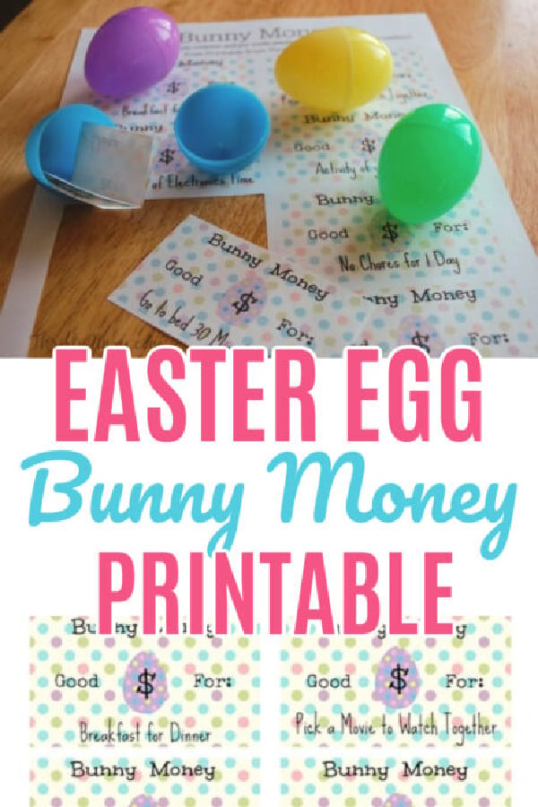 Free Printable Easter Egg Bunny Money