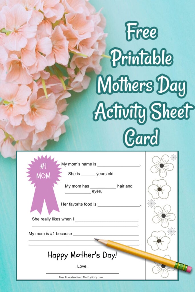 Printable Mothers Day Activity Sheet Card