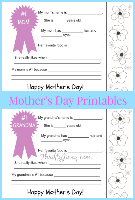 Printable Mothers Day Activity Sheet Card