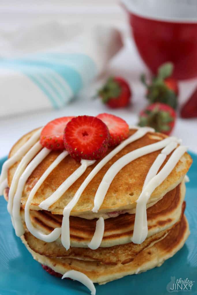 Strawberry Pancakes with Cream Cheese Glaze