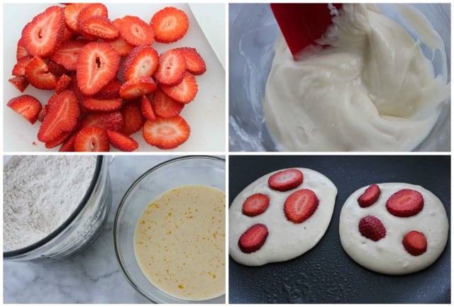 Strawberry Pancakes with Cream Cheese Glaze Process