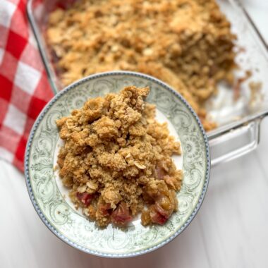 Classic Rhubarb Crisp with recipe from Grandma.