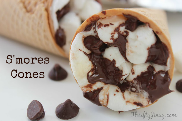 S'Mores Cones Recipe for Campfire, BBQ Grill or Oven