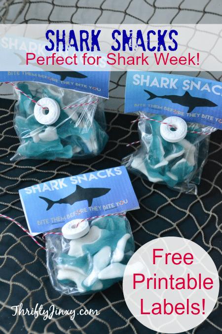 These DIY Shark Snacks with Free Printable Labels are perfect for celebrating Shark Week!