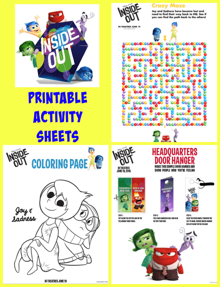 inside out printable activity sheets and new featurette