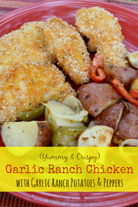 Crispy Garlic Ranch Chicken Recipe with Garlic Ranch Potatoes and Peppers
