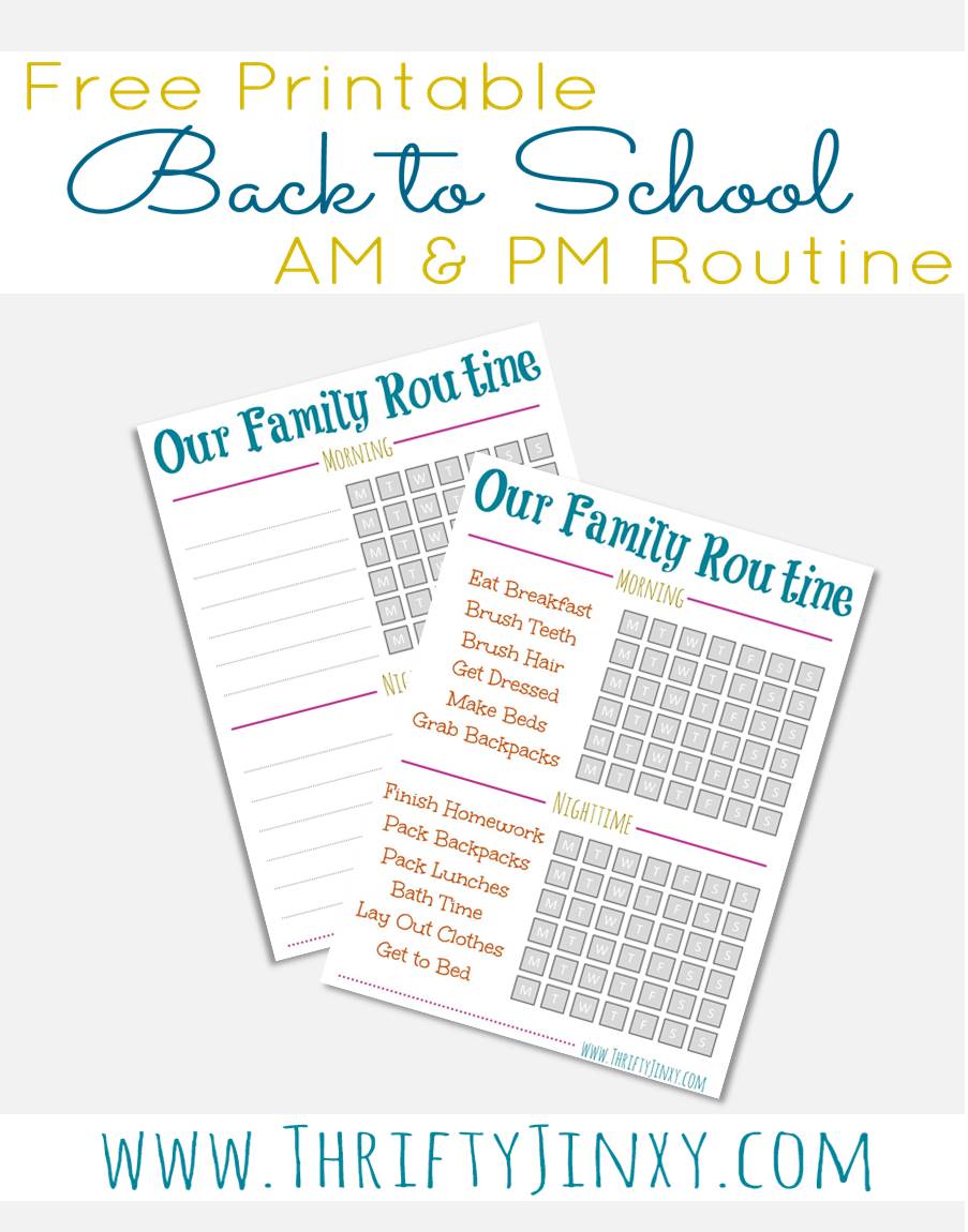 school routine checklist