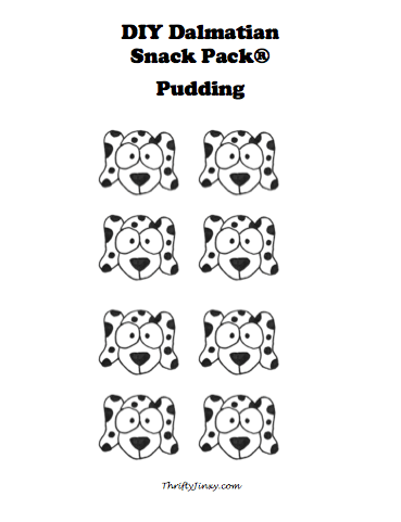 Printable DIY Dalmatian Snack Pack Pudding Template