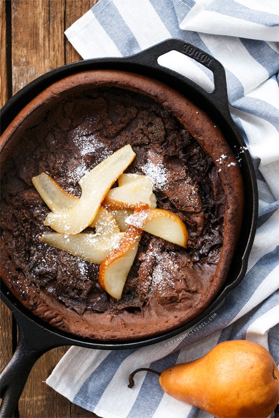 Chocolate Pear Dutch Baby Dessert