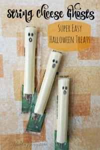 String Cheese Ghosts - Super Easy Halloween Treat - Thrifty Jinxy