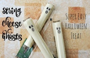 String Cheese Ghosts - Super Easy Halloween Treat - Thrifty Jinxy