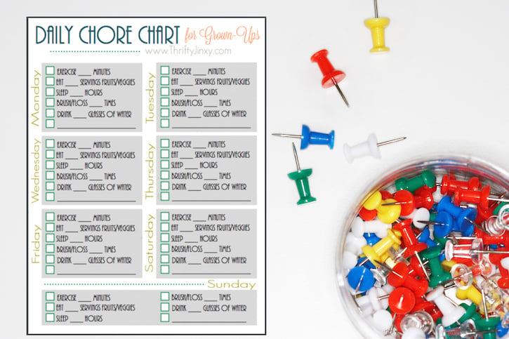 Daily Health Chore Chart for Adults