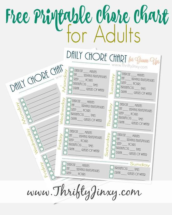 Printable Daily Chore Chart for Grown Ups