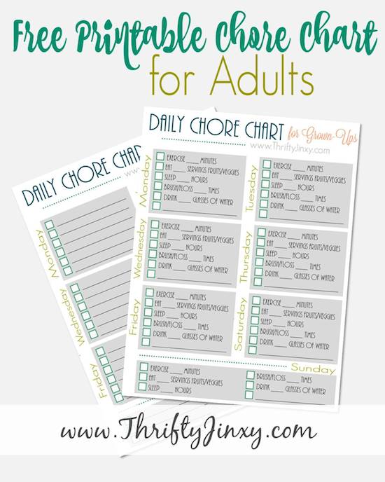 Printable Daily Health &lsquo;Chore Chart&rsquo; for Grown-Ups