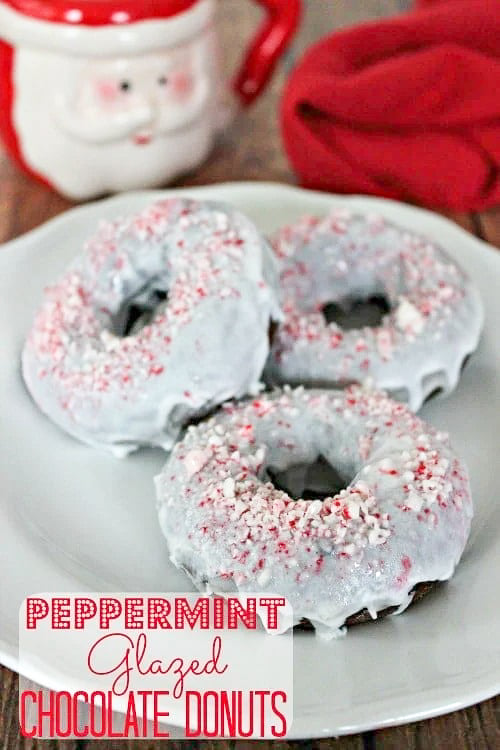 Peppermint Glazed Chocolate Donuts