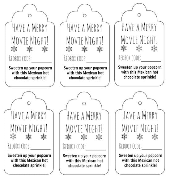 Redbox Movie Gift Tags