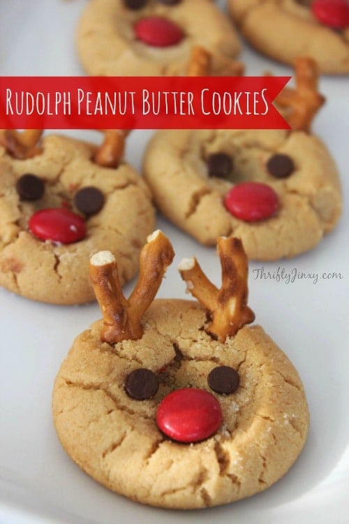 Peanut Butter Pretzel Reindeer Cookies