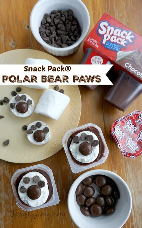 Polar Bear Paw Snack Pack Pudding Treats