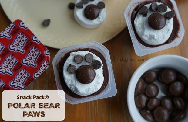 Polar Bear Paw Snack Pack Pudding Treats