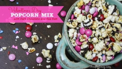 Valentine’s Day Popcorn Mix with Dark Chocolate and Sea Salt