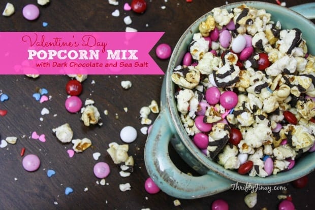 Valentine's Day Popcorn Mix Recipe with Dark Chocolate and Sea Salt
