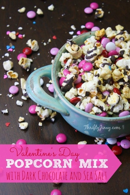 Valentine's Day Popcorn Mix Recipe with Dark Chocolate and Sea Salt