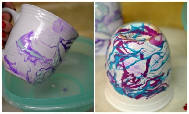 DIY Nail Polish Marbled Mugs Process