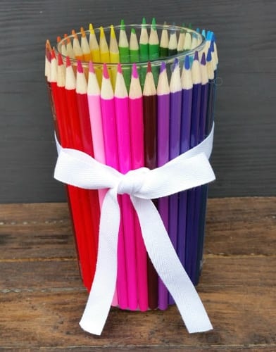 Vase out of colored outlet pencils