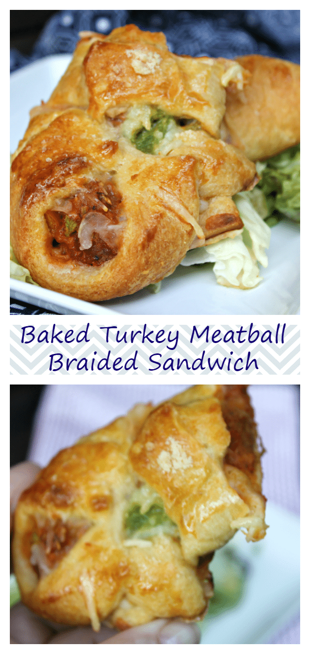 Baked Turkey Meatball Braided Sandwich