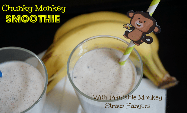 Chunky Monkey Smoothie Recipe + Printable Monkey Straw Hanger