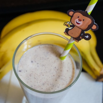 chunky monkey smoothie with monkey straw