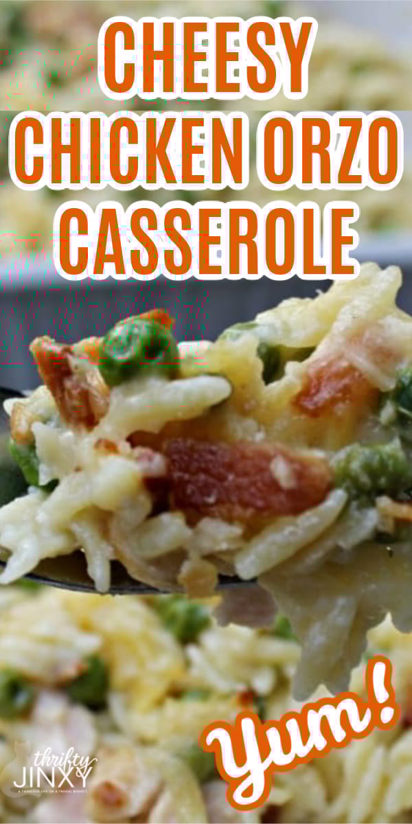 Cheesy Chicken Orzo Casserole Recipe Thrifty Jinxy