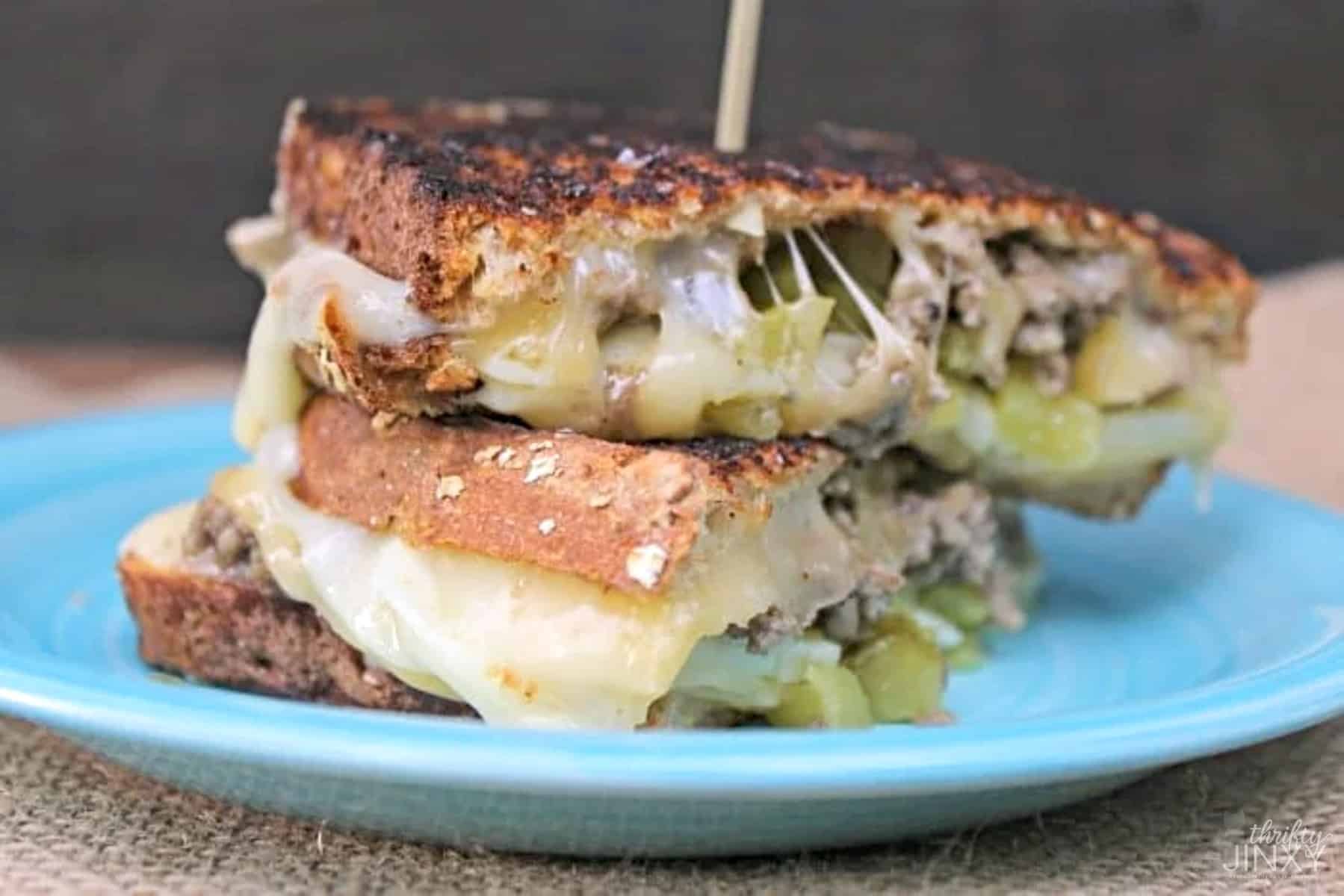 Spicy Cheeseburger Grilled Cheese Sandwich