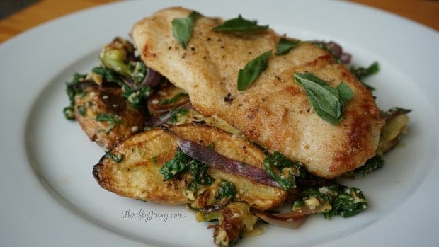 Pan-Seared Chicken with Pesto-Dressed Zucchini & Fingerling Potatoes