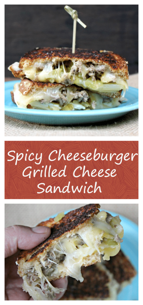 Spicy Cheeseburger Grilled Cheese Sandwich Recipe - Thrifty Jinxy