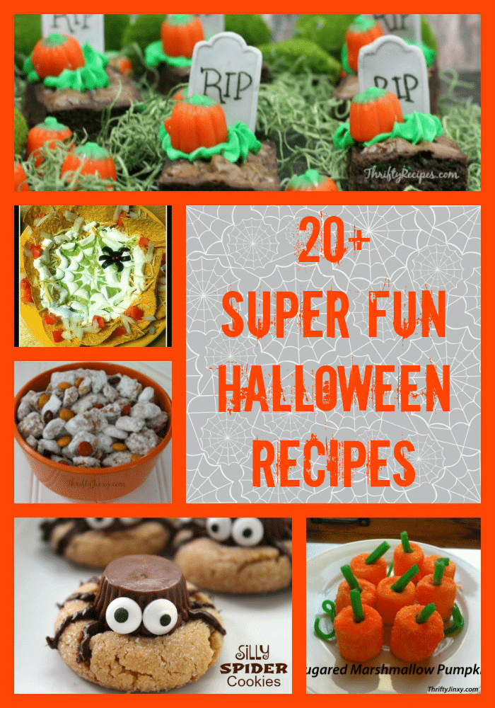 Find both sweet and savory treats in this collection of 20+ Super Fun Halloween Recipes including decadent treats AND healthy options!