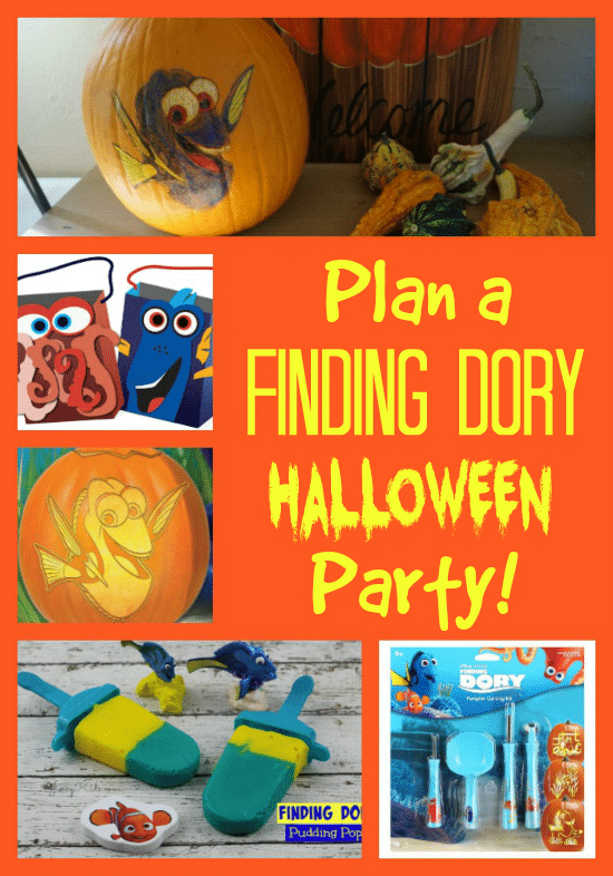 Print this fun (and free) Finding Dory Pumpkin Stencil and use these Halloween Party ideas for an awesome Finding Dory themed party!