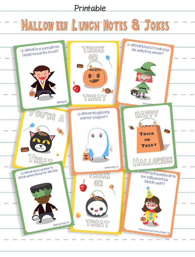 Printable Halloween Lunchbox Notes