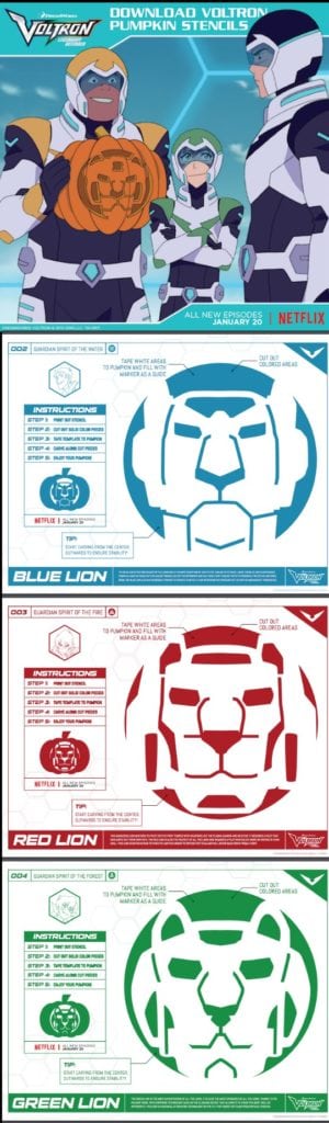 Voltron Pumpkin Stencils - Carve Your Own Voltron Jack o' Lantern!