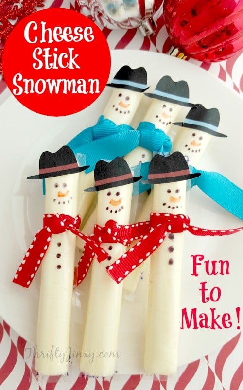 Easy Cheese Stick Snowman