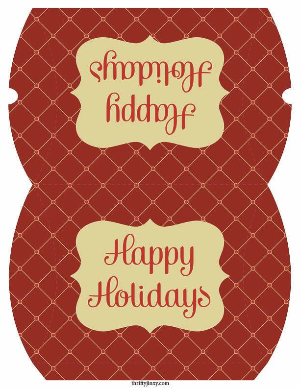 Happy Holidays Pillow Box Printable
