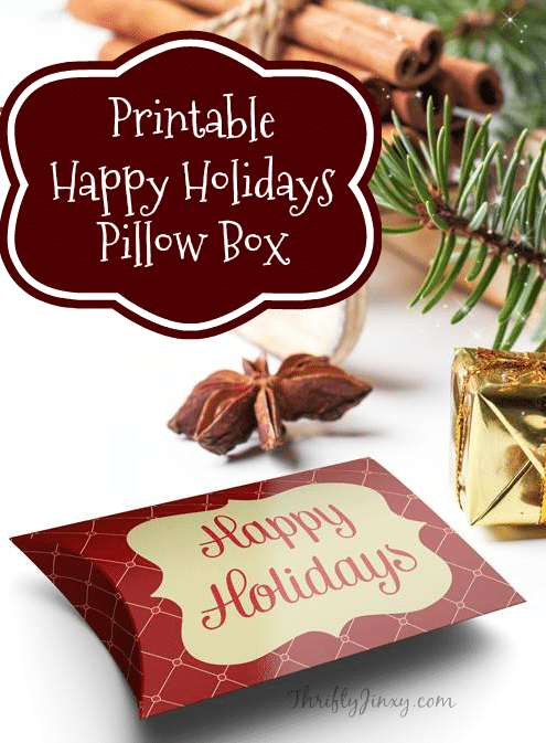 This Printable Happy Holidays Pillow Box is perfect for holding candies or small gifts. It also makes an excellent gift card holder for gift giving.