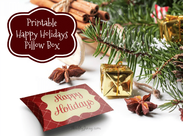 This Printable Happy Holidays Pillow Box is perfect for holding candies or small gifts. It also makes an excellent gift card holder for gift giving.