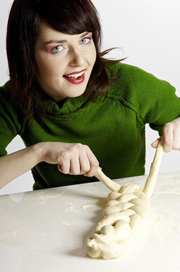 Woman Making Braided Easter Egg Bread