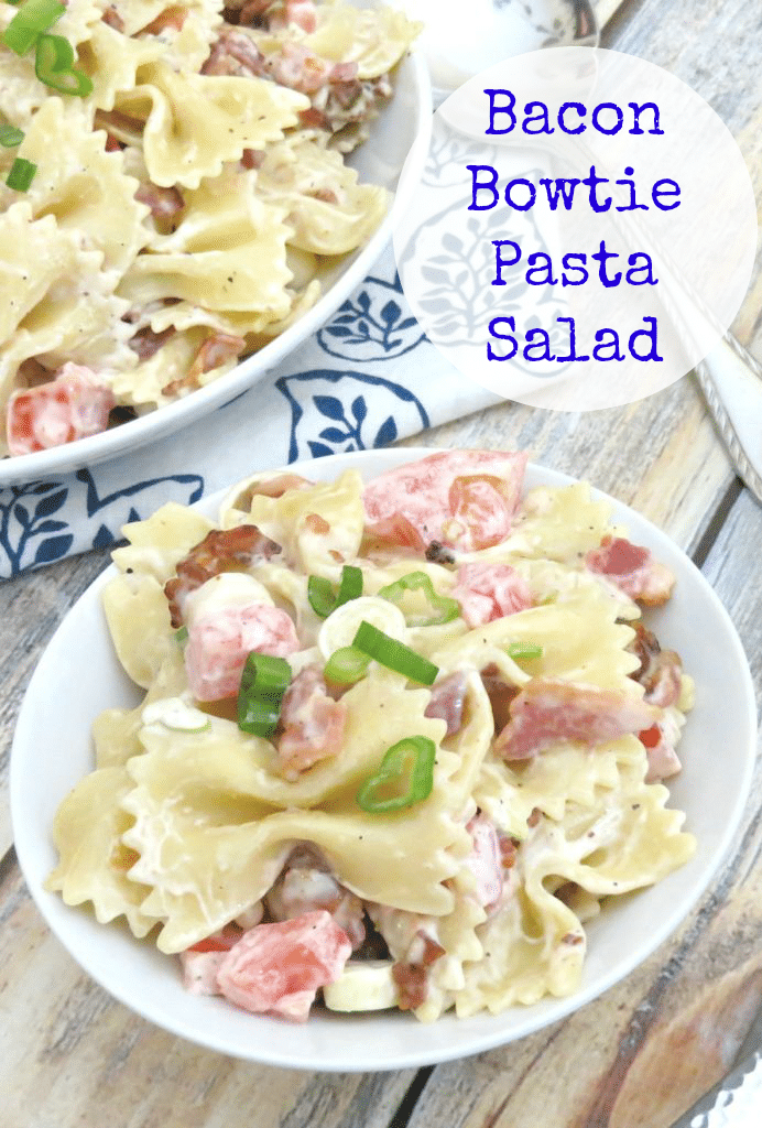 This Bacon Bowtie Pasta Salad Recipe is perfect for potlucks, BBQs, picnics or as a dinner side. It's easy to make and oh-so delicious!