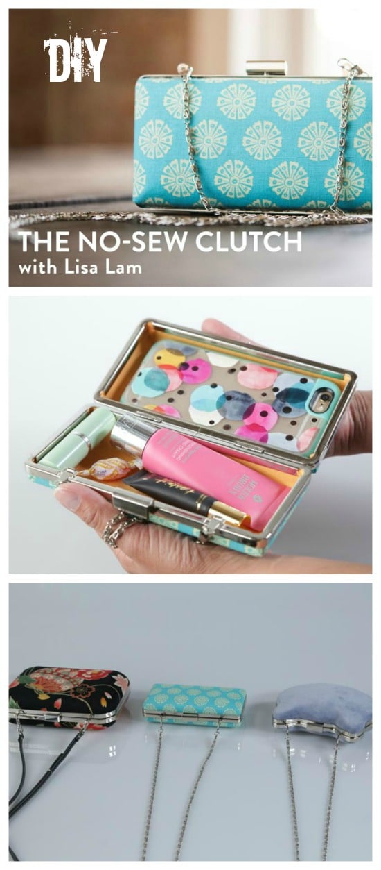 DIY no-sew clutch tutorial. Learn how to make your own minaudière, perfect for gift-giving or for your own night out on the town. Mom would love it for Mother's Day!